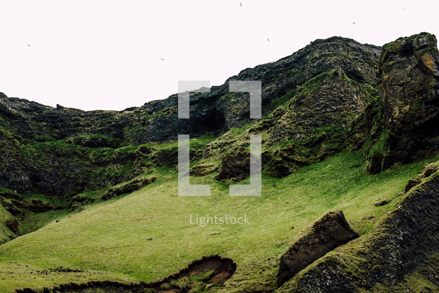 green hillsides in Iceland 