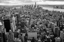 aerial view, skyscrapers, over, NYC, buildings, city, cityscape, skyline 