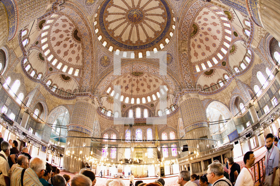 Inside the Blue Mosque (SULTANAHMET CAMII)  istanbul, turkey,- editorial use only