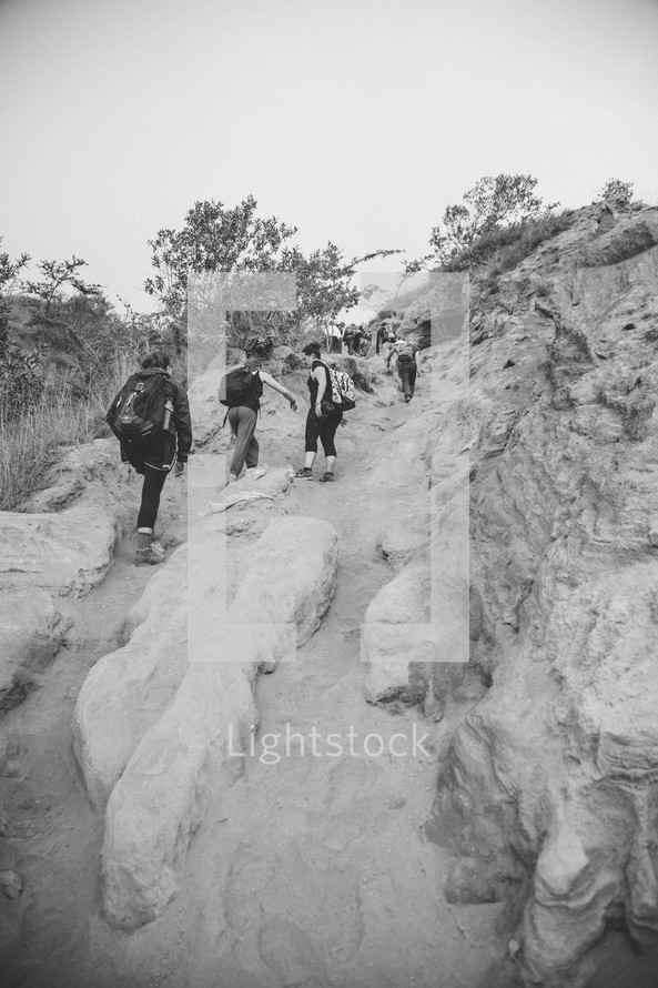 hiking uphill in Kenya 