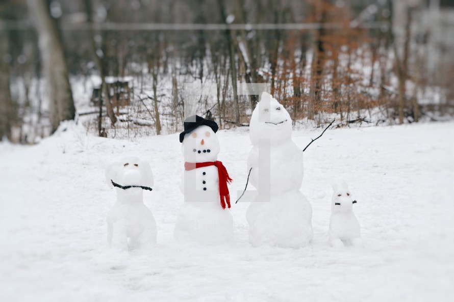 snowmen outdoors 