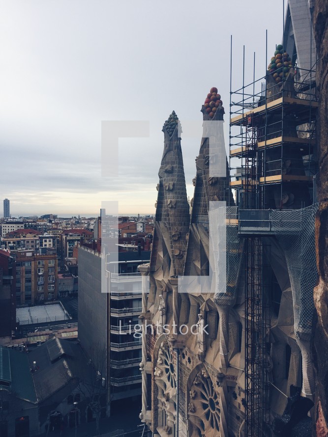 scaffolding on an ancient cathedral 