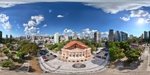 360 aerial photo taken with drone of Teatro da Paz in Praça Republica in Belém, Pará, Brazil