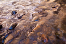 water flowing over rocks in a stream 