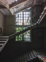 Stairs in the abandoned building