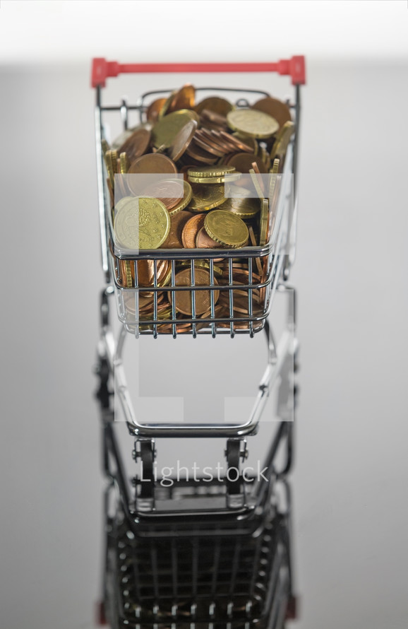 Mini Trolley Filled with Coins