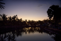 tropical island landscape at dusk 