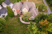 Aerial view of a large house