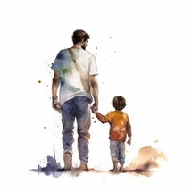 Father and Son Watercolor Clipart (2)