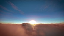Timelapse of sun on the blue sky above moving clouds. Evening with cloudy sky. Beautiful cloudscape and sunset 