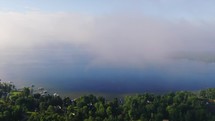 Aerial cinematic drone of foggy Michigan