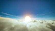 Timelapse of sun on the blue sky above moving clouds. Day with cloudy sky. Beautiful cloudscape and sunrise