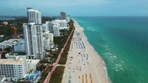 Forward Drone Shot of Mid Beach Miami Florida