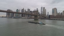 Barge on the Hudson river in NYC 
