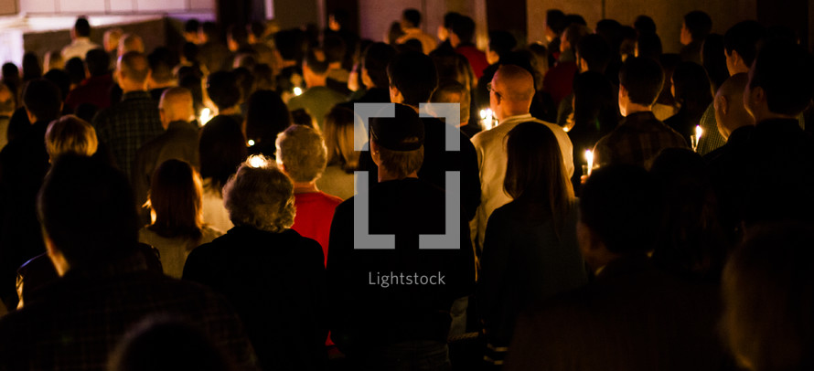 A Christmas Eve Service - Congregation holding candles
