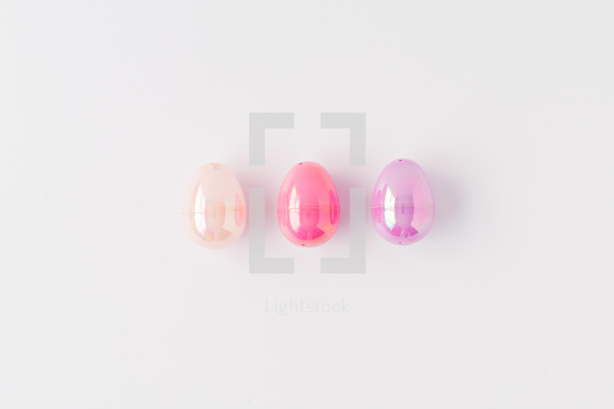 three plastic Easter Eggs 