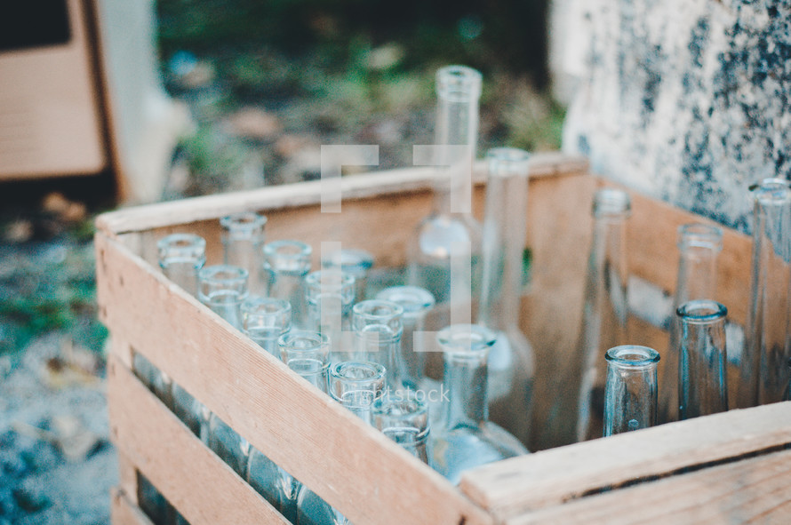 crate of glass bottles 