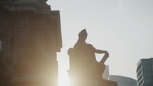 Close up silhouette of the Architecture of The Independence Monument of Mexico, The Angel of Independence during sunset