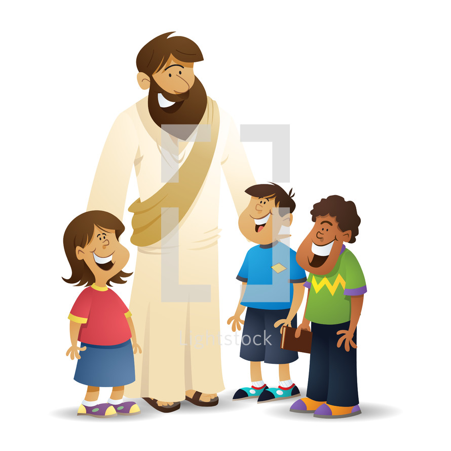 Jesus with modern children 