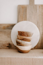 stacked wooden bowls 