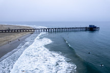 aerial view over a pier in Newport Beach, CA
