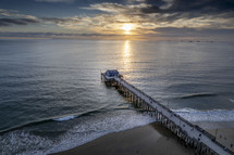 aerial view over a pier 