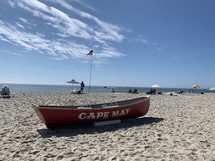 Cape May boat on a beach 
