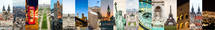 Travel collage of famous places and buildings