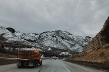 dump truck on a mountain highway 