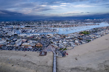 aerial view over Newport Beach CA
