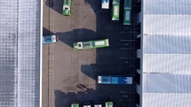Buses on a fuel station