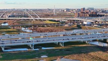 Aerial of Interstate 35 and Trinity River Watershed in Dallas Texas
