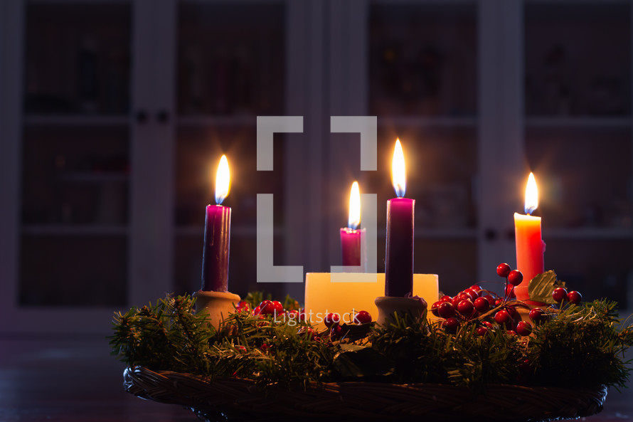 Advent wreath with four candles 