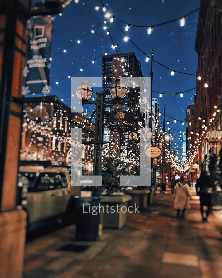 downtown Christmas light display 