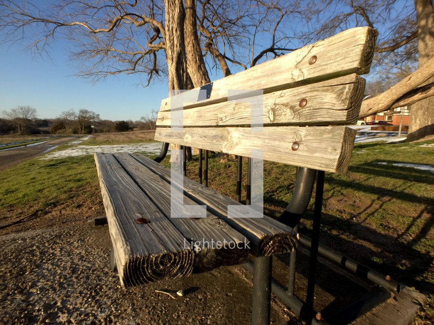 Park bench outdoors 