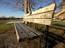 Park bench outdoors 
