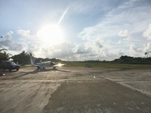 airplane on a small runway