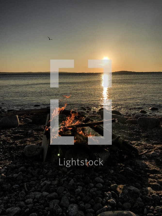 campfire on a beach in Koster Archipelago, Sweden