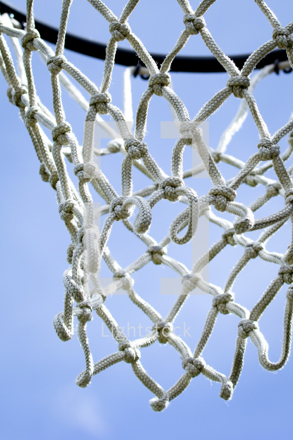 Closeup of Basketball Net Outside
