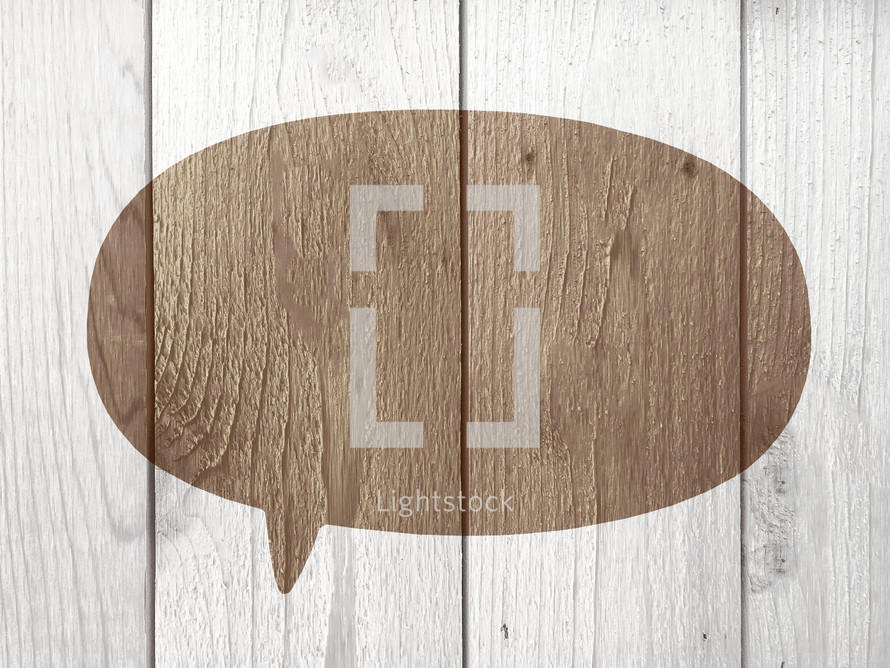 wood boards and speech bubble 