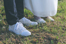 bride and groom in sneakers 