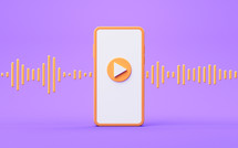 Music player sign with cartoon style, 3d rendering.