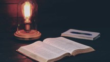 journal and open Bible 