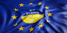 We stand together. Ukrainian and European flag. 