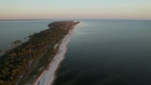 Aerial View Over Deer Island Off the Gulf Coast of Mississippi at Sunset. 