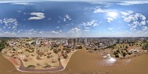 360 aerial photo taken with drone of lake in Parque das Nações Indígenas in Campo Grande, Mato Grosso do Sul, Brazil