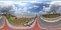 360 aerial photo taken with drone of Praça do Pescador, or Fishermen Square,  in São Luís, Maranhão, Brazil