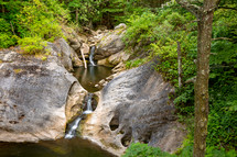 Waterfall cascade during late summer