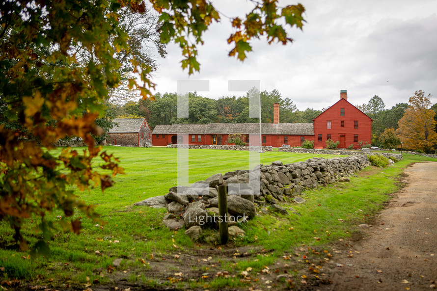 Historic red house and connected barn