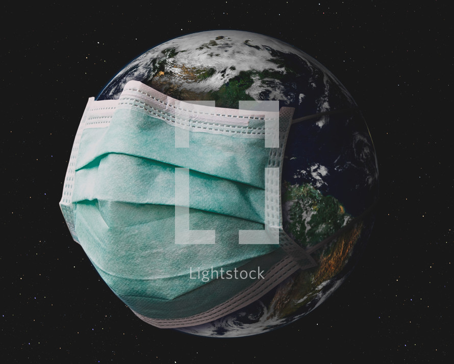 Earth wearing a surgical mask 